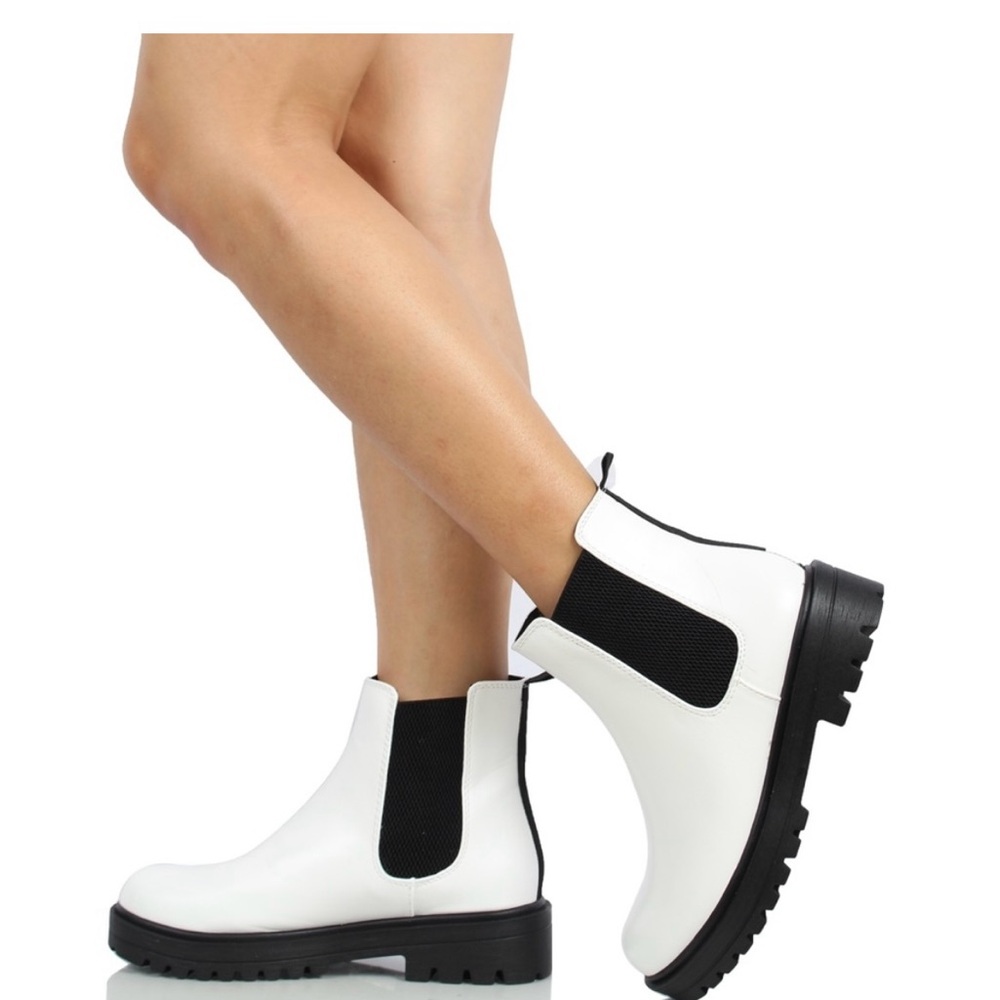 White Chelsea boots